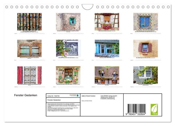 Produktbild: Fenster Gedanken (Wandkalender 2026 DIN A4 quer), CALVENDO Monatskalender