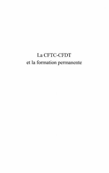 Produktbild: Cftc-cfdt et la formation permanente