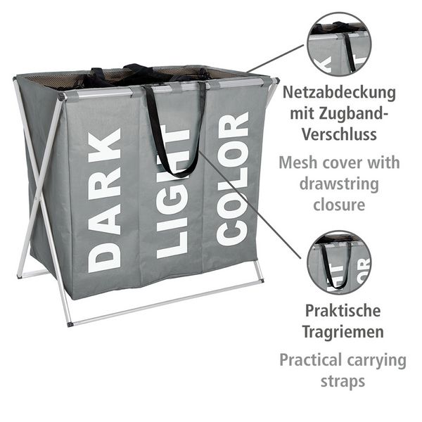 Produktbild: W&auml;schesammler Mod. Trio Grau, W&auml;schekorb, 130 l
