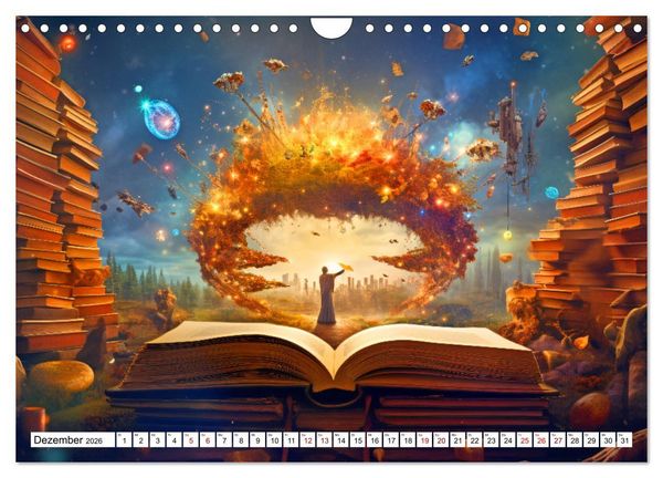 Produktbild: Mystische Welten - Mit B&uuml;chern die Grenzen der Phantasie erweitern (Wandkalender 2026 DIN A4 quer), CALVENDO Monatskalender