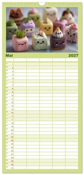 Produktbild: Familienplaner 2027 - Kawaii-Gl&uuml;cksmomente mit 5 Spalten (Wandkalender, 21 x 45 cm) CALVENDO