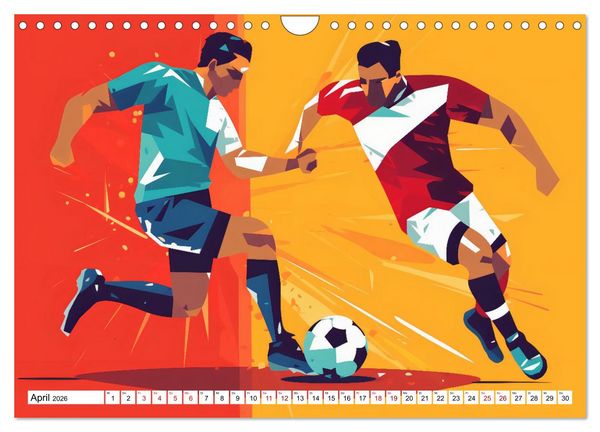 Produktbild: Magie des Fussballs - Illustrierte Emotionen auf dem Rasen (Wandkalender 2026 DIN A4 quer), CALVENDO Monatskalender