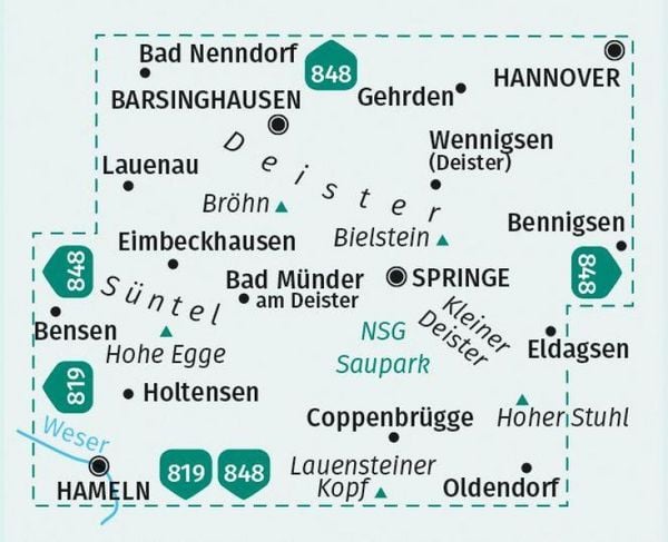 Produktbild: KOMPASS Wanderkarte 864 Deister, S&uuml;ntel und Saupark 1:25.000