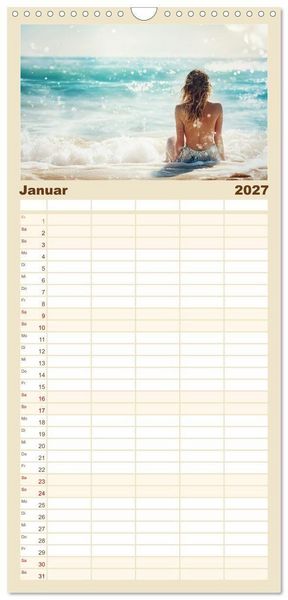 Produktbild: Familienplaner 2027 - Entspannen am Strand mit 5 Spalten (Wandkalender, 21 x 45 cm) CALVENDO