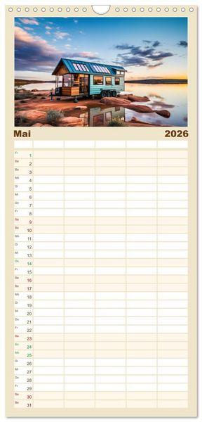 Produktbild: Familienplaner 2026 - Tiny Houses - wohnen auf kleinstem Raum mit 5 Spalten (Wandkalender, 21 x 45 cm) CALVENDO