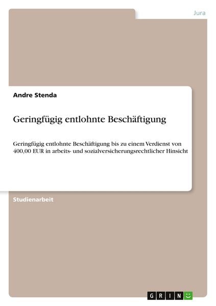 Produktbild: Geringf&uuml;gig entlohnte Besch&auml;ftigung