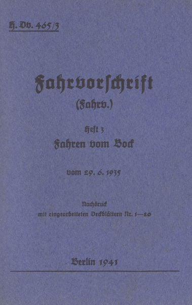 Produktbild: H.Dv. 465/3 Fahrvorschrift - Heft 3 - Fahren vom Bock