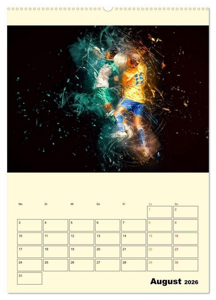 Produktbild: Fu&szlig;ball - Feuer (hochwertiger Premium Wandkalender 2026 DIN A2 hoch), Kunstdruck in Hochglanz