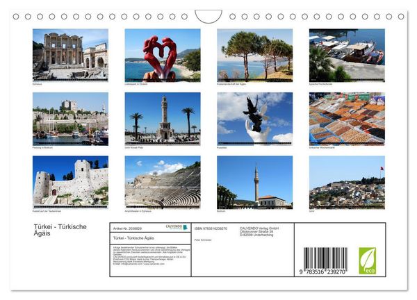 Produktbild: T&uuml;rkei - T&uuml;rkische &Auml;g&auml;is (Wandkalender 2026 DIN A4 quer), CALVENDO Monatskalender