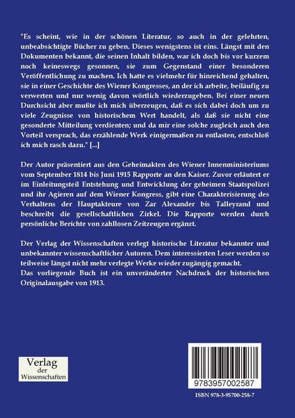 Produktbild: Die Geheimpolizei auf dem Wiener Kongress