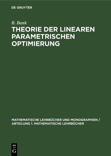 Produktbild: Theorie der linearen parametrischen Optimierung