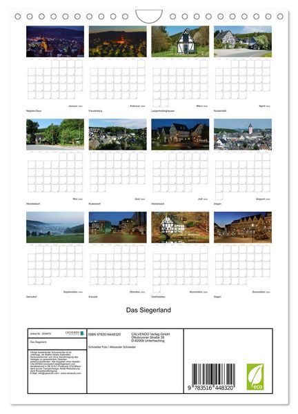 Produktbild: Das Siegerland (Wandkalender 2026 DIN A4 hoch), CALVENDO Monatskalender