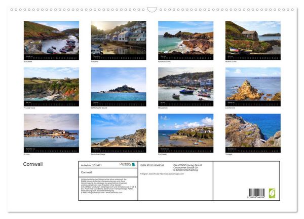 Produktbild: Cornwall (Wandkalender 2026 DIN A2 quer), CALVENDO Monatskalender