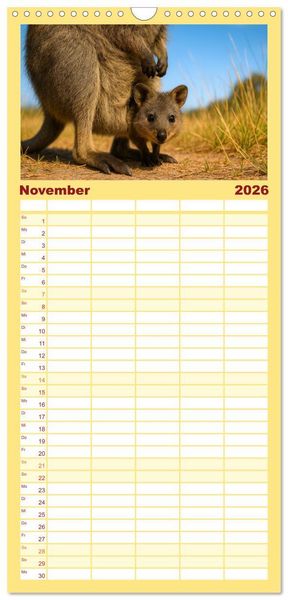 Produktbild: Familienplaner 2026 - Die vielleicht nettesten Wildtiere mit 5 Spalten (Wandkalender, 21 x 45 cm) CALVENDO