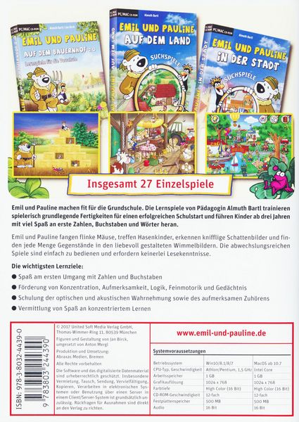 Produktbild: Emil und Pauline 3 in 1 Bundle - Lernspiele f&uuml;r die Vorschule (PC+Mac)