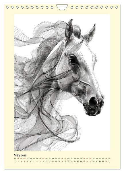 Produktbild: Sketchy Power Horses (Wall Calendar 2026 DIN A4 portrait), CALVENDO 12 Month Wall Calendar