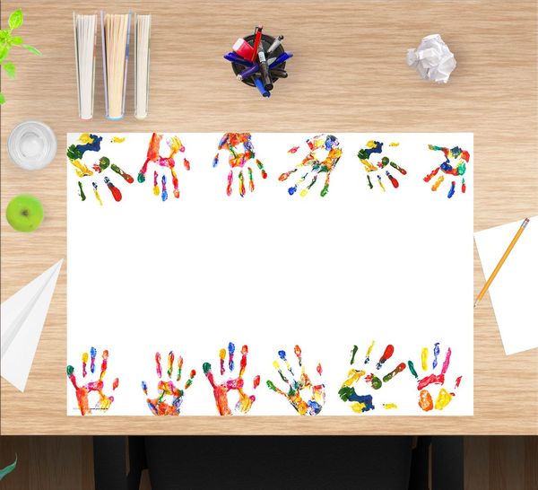 Produktbild: Cover-your-desk Schreibtischunterlage f&uuml;r Kinder und Erwachsene Bunte Kinderh&auml;nde, aus hochwertigem Vinyl , 60 x 40 cm