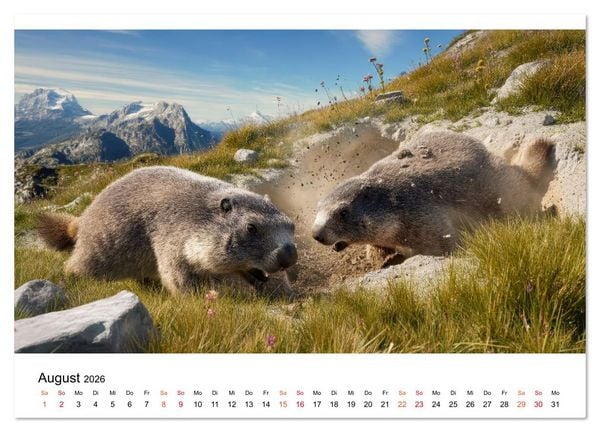 Produktbild: Hallo Murmeltier (hochwertiger Premium Wandkalender 2026 DIN A2 quer), Kunstdruck in Hochglanz