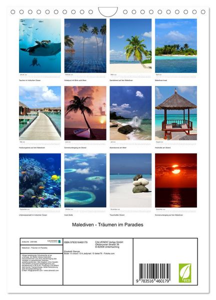 Produktbild: Malediven - Tr&auml;umen im Paradies (Wandkalender 2026 DIN A4 hoch), CALVENDO Monatskalender