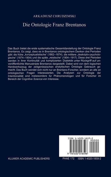 Produktbild: Die Ontologie Franz Brentanos