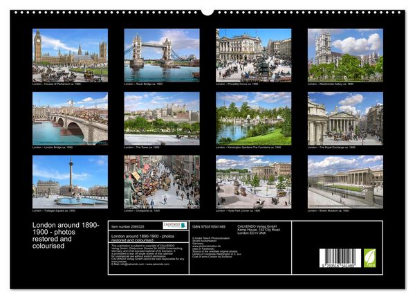 Produktbild: London around 1890-1900 - photos restored and colourised (High Quality Premium Wall Calendar 2026 DIN A2 landscape),CALVENDO 12 Month Wall Calendar
