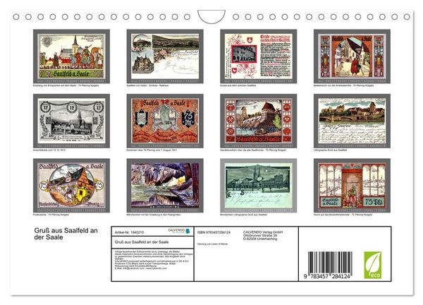 Produktbild: Gru&szlig; aus Saalfeld an der Saale (Wandkalender 2026 DIN A4 quer), CALVENDO Monatskalender