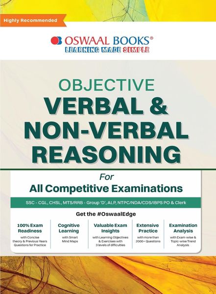 Oswaal Objective Verbal & Non-Verbal, Reasoning for all Competitive Examination, Chapter-wise & Topic-wise, A Complete B