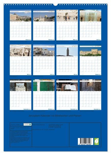 Produktbild: Jerusalem Kalender mit Bibelworten und Planer! (hochwertiger Premium Wandkalender 2026 DIN A2 hoch), Kunstdruck in Hochglanz