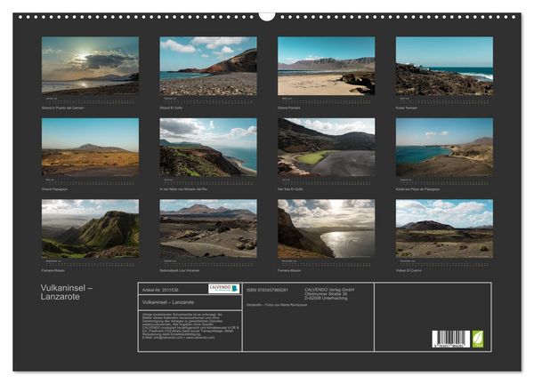 Produktbild: Vulkaninsel &ndash; Lanzarote (Wandkalender 2026 DIN A2 quer), CALVENDO Monatskalender