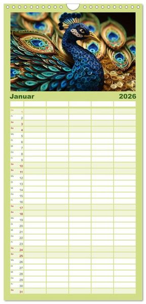 Produktbild: Familienplaner 2026 - Quilling Inspirationen mit 5 Spalten (Wandkalender, 21 x 45 cm) CALVENDO