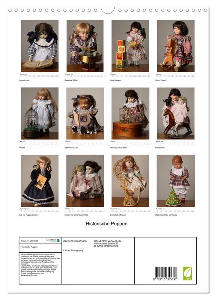 Produktbild: Historische Puppen (Wandkalender 2026 DIN A3 hoch), CALVENDO Monatskalender