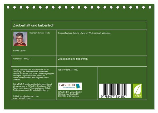 Produktbild: Zauberhaft und farbenfroh (Tischkalender 2026 DIN A5 quer), CALVENDO Monatskalender