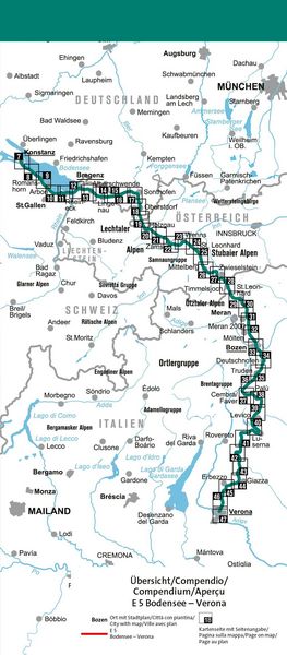 Produktbild: KOMPASS Wander-Tourenkarte Europ&auml;ischer Fernwanderweg E5 Alpen&uuml;berquerung vom Bodensee bis Verona 1:50.000
