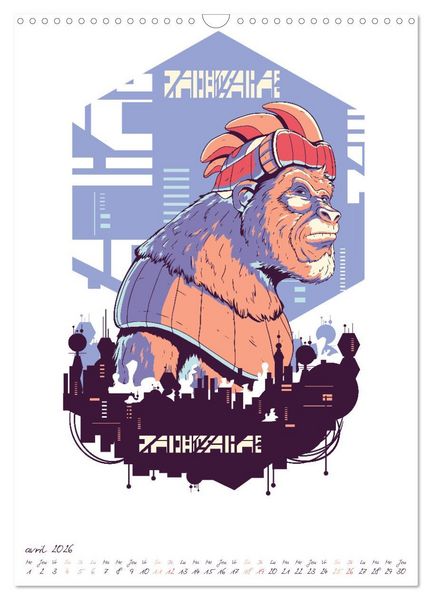 Produktbild: Cyberpunk Futuristes (Calendrier mural 2026 DIN A3 horizontal), CALVENDO calendrier mensuel
