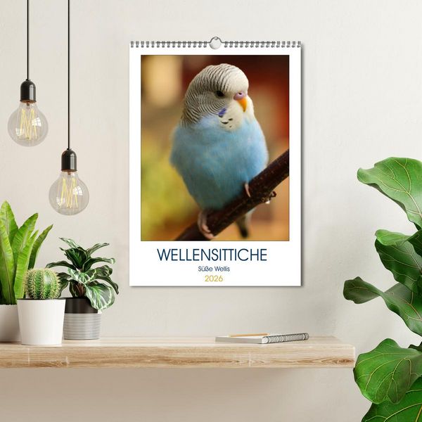 Produktbild: WELLENSITTICHE - S&uuml;&szlig;e Wellis (Wandkalender 2026 DIN A3 hoch), CALVENDO Monatskalender