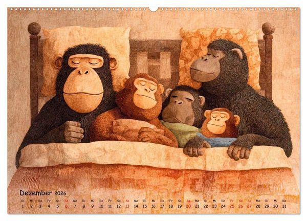Produktbild: Verr&uuml;ckte Affenwelt (Wandkalender 2026 DIN A2 quer), CALVENDO Monatskalender