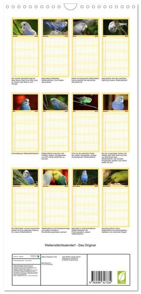 Produktbild: Familienplaner 2027 - Wellensittichkalender! - Das Original mit 5 Spalten (Wandkalender, 21 x 45 cm) CALVENDO