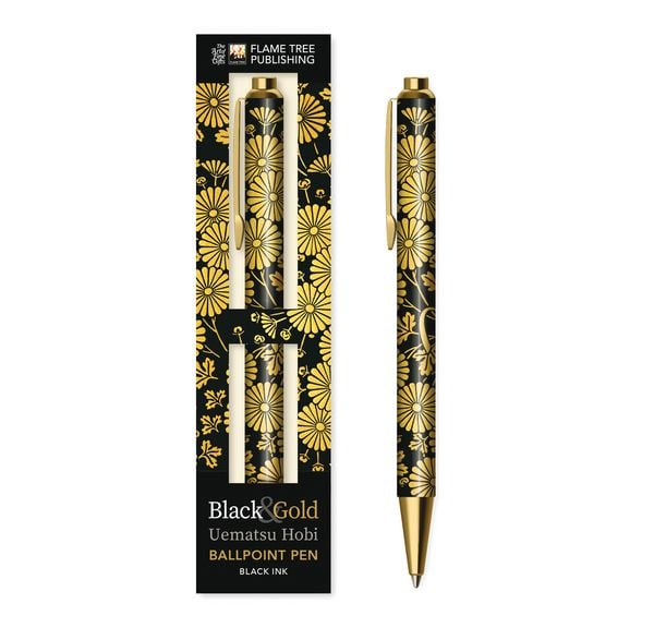Produktbild: Premium Kugelschreiber: Uematsu Hobi, Chrysanthemen Schwarz & Gold
