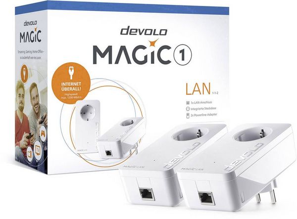 Produktbild: Devolo Magic 1 LAN Starter Kit Powerline Starter Kit 8295 EU Powerline 1200MBit/s
