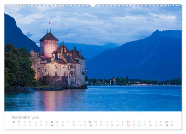 Produktbild: GENFER SEE Das Schweizer Ufer (hochwertiger Premium Wandkalender 2026 DIN A2 quer), Kunstdruck in Hochglanz