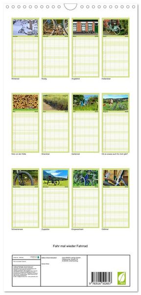 Produktbild: Familienplaner 2026 - Fahr mal wieder Fahrrad mit 5 Spalten (Wandkalender, 21 x 45 cm) CALVENDO