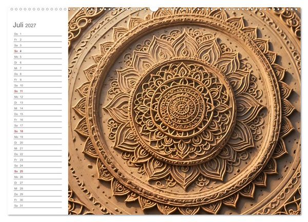 Produktbild: Natural Mandalas - Kraftvolle KI Mandalas aus Naturmaterialien (Wandkalender 2027 DIN A2 quer), CALVENDO Monatskalender
