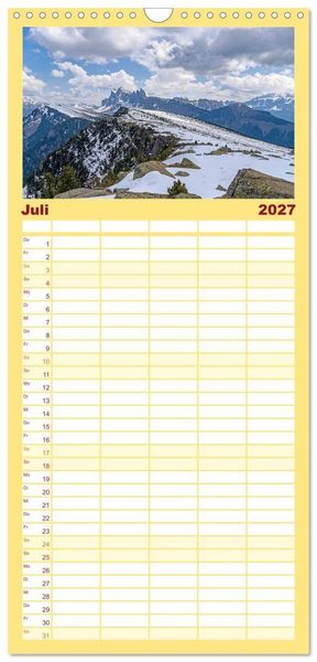 Produktbild: Familienplaner 2027 - S&uuml;dtirol - Von Meran bis zum Pragser Wildsee mit 5 Spalten (Wandkalender, 21 x 45 cm) CALVENDO