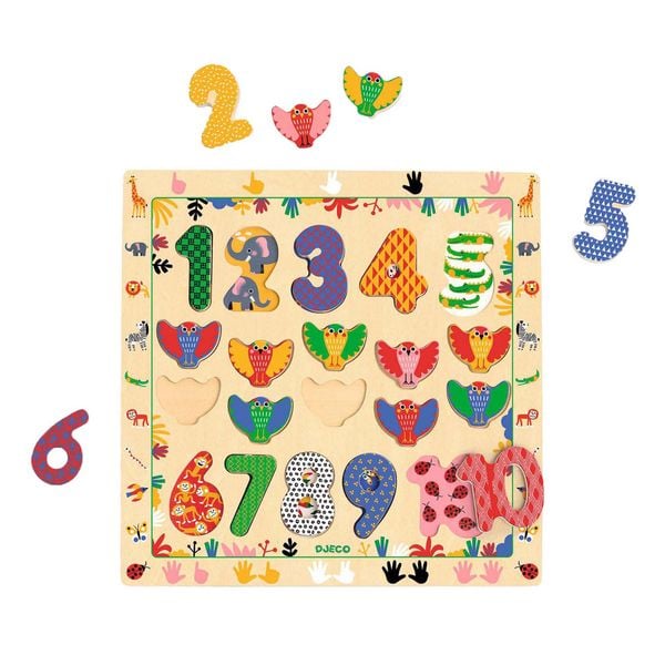 Holzpuzzle: Zahlen 1 - 10