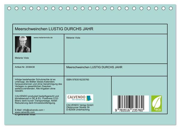 Produktbild: Meerschweinchen LUSTIG DURCHS JAHR (Tischkalender 2026 DIN A5 quer), CALVENDO Monatskalender