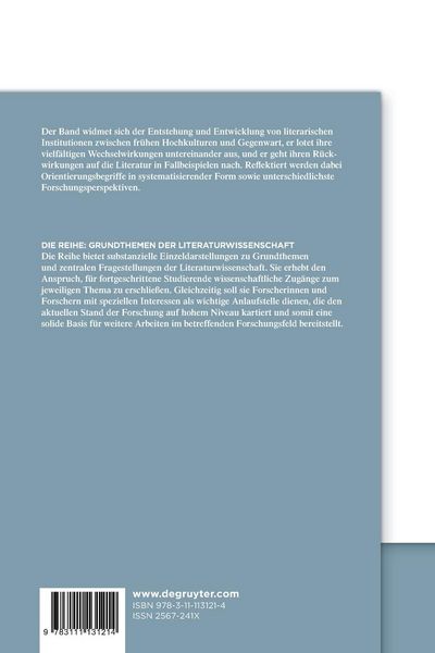 Produktbild: Grundthemen der Literaturwissenschaft: Literarische Institutionen