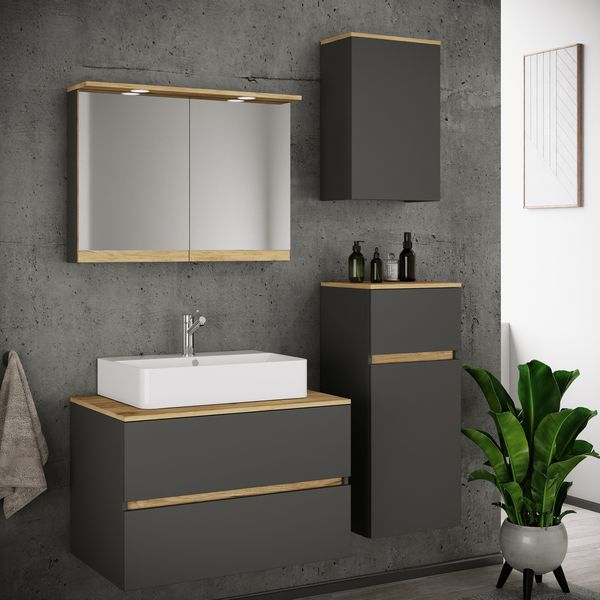 Produktbild: 5 tlg. Badm&ouml;bel-Set mit Waschbecken Cosila-A 80 cm
