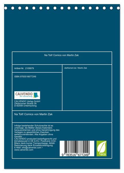 Produktbild: Na Toll! Comics von Martin Zak (Tischkalender 2026 DIN A5 hoch), CALVENDO Monatskalender
