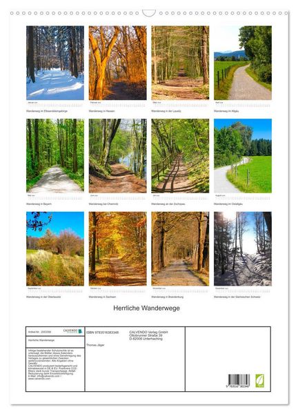 Produktbild: Herrliche Wanderwege (Wandkalender 2026 DIN A2 hoch), CALVENDO Monatskalender