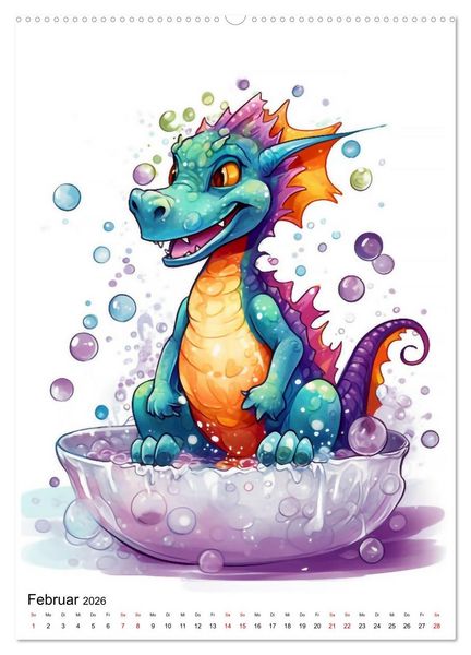 Produktbild: Drachen Kinder (hochwertiger Premium Wandkalender 2026 DIN A2 hoch), Kunstdruck in Hochglanz